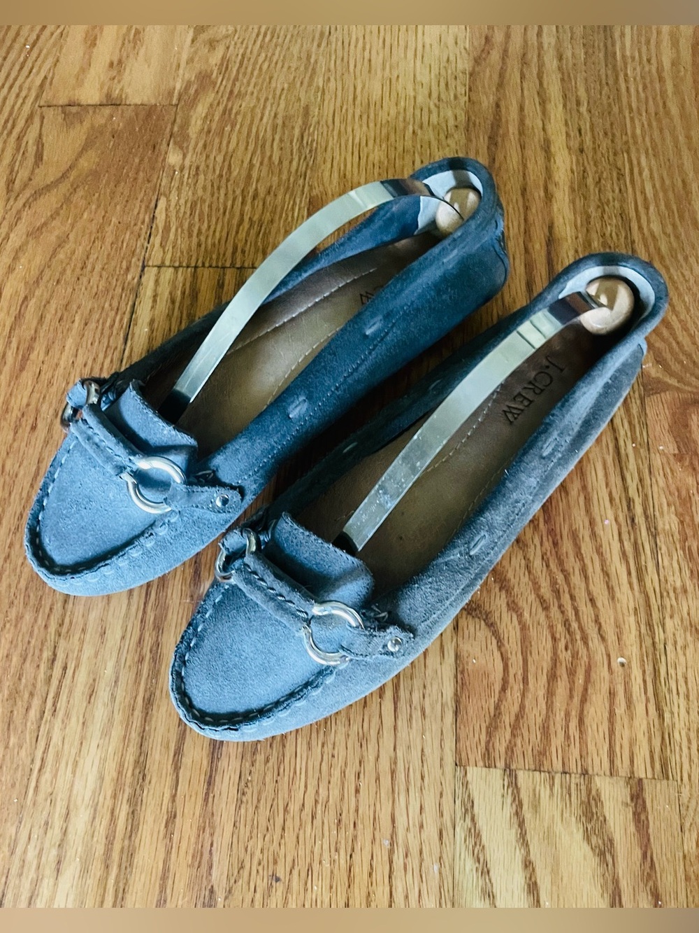 J. Crew Driving Moccasin Loafers Leather Suede Gray Women’s Size 7
